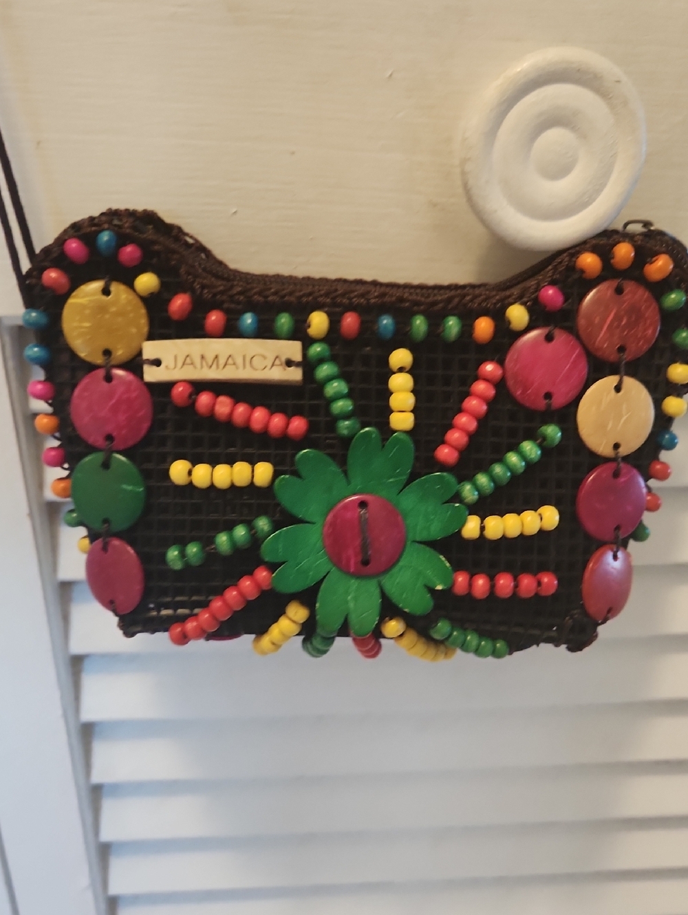 Handcrafted Jamaica Beaded Crossbody Bag in Black and Multicolor